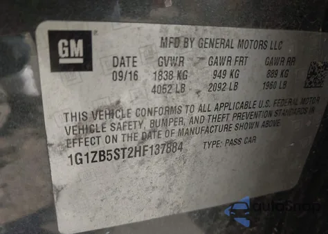 2017 Chevrolet Malibu Ls from USA, damaged, VIN 1G1ZB5ST2HF137884